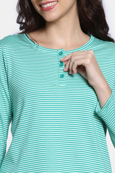 Zivame The Weekender Knit Cotton Pyjama Set - Ocean Floor — image 5